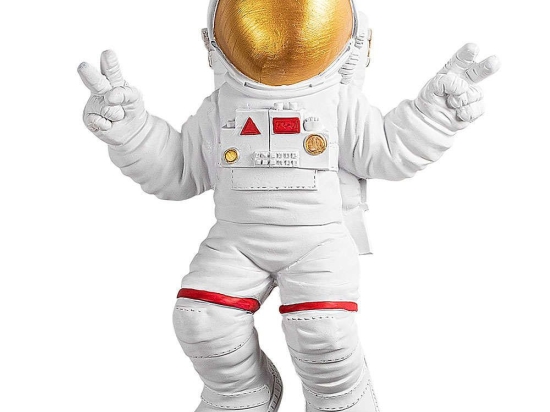 Διακοσμητικό Τοίχου Peace Sign Astronaut 565TNL1171 35x10x47cm White-Gold Wallity Πολυέστερ
