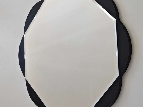 Καθρέπτης Τοίχου Fiore 552NOS2467 65x65cm Black Aberto Design Μοριοσανίδα, Μελαμίνη