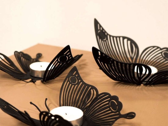 Κηροπήγιο Για Ρεσώ Papilio (Σετ 3Τμχ) 620ATP1108 22x18/16x9/16x13cm Black Aberto Design Ατσάλι