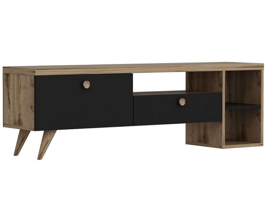 Έπιπλο Τηλεόρασης Parion 382NRC1107 150x35x47cm Black-Oak