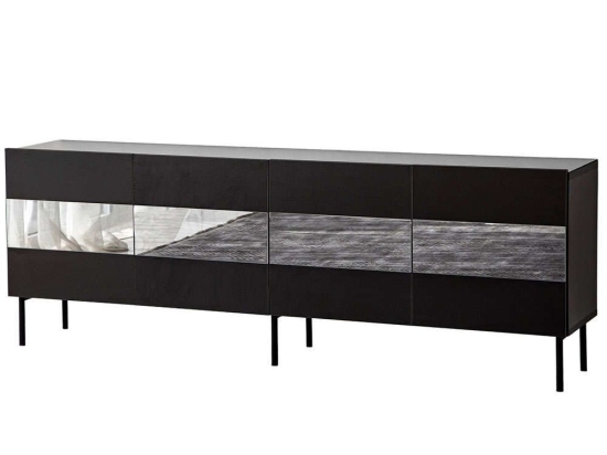 Έπιπλο Τηλεόρασης Leon 552NOS1528 180x35x59cm Black-Fume