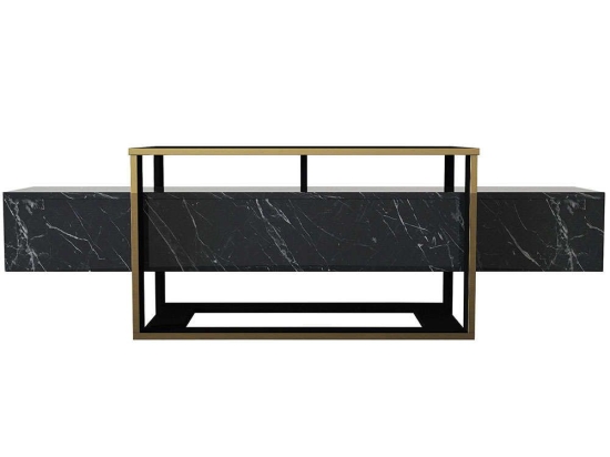 Έπιπλο Τηλεόρασης Bianco 804TRH3054 160x46,1x49,8cm Marble Effect Black-Gold