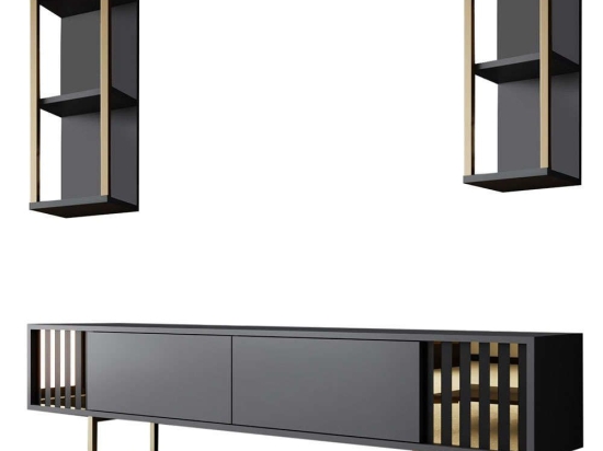 Σύνθεση Τηλεόρασης Gold Line 618BLY1145 180x30x48cm Anthracite-Black