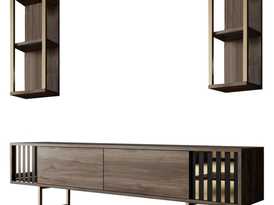 Σύνθεση Τηλεόρασης Gold Line 618BLY1147 180x30x48cm Walnut-Black