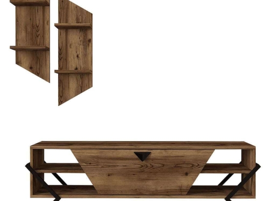 Σύνθεση Τηλεόρασης Prego 804TRH3064 140x34,8x49,2cm Walnut-Black
