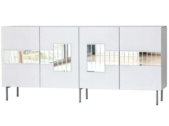 Μπουφές Paris 552NOS1803 180x40x80cm White-Silver Μοριοσανίδα, Μελαμίνη