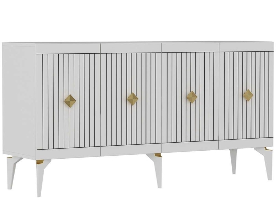Μπουφές Midas 475OLV1752 150x40x79cm White-Gold Μοριοσανίδα, Μελαμίνη