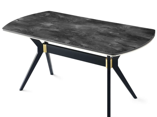 Τραπέζι Ikon 974NMB1151 180x90x77cm Black-Gold Πλαστικό,Mdf