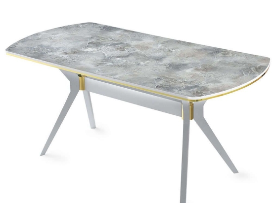 Τραπέζι Ikon 974NMB1152 180x90x77cm White-Gold Πλαστικό,Mdf