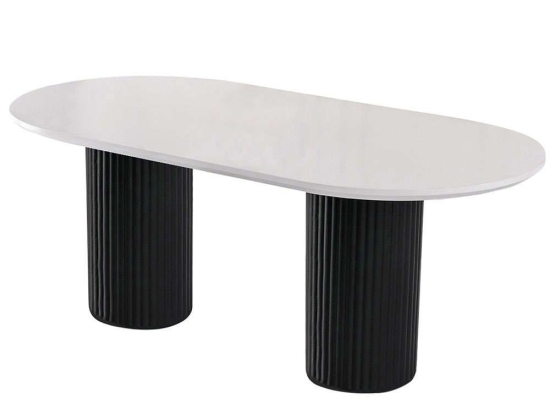 Τραπέζι Li 974NMB1551 200x100x77cm White-Black Mdf,Ξύλο