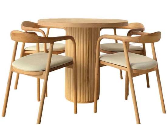 Τραπεζαρία Albero97 (Σετ 5Τμχ) 117FRF1196 80x76x80cm Natural 4 Θέσεων Mdf,Ξύλο