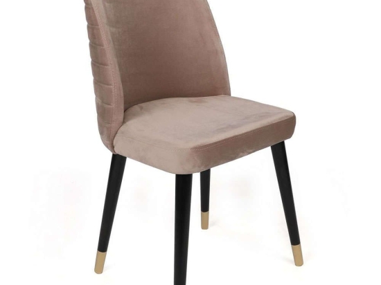 Καρέκλα Hugo (Σετ 2Τμχ) 974NMB1668 50x49x90cm Black-Beige Μέταλλο,Βελούδο,Ξύλο