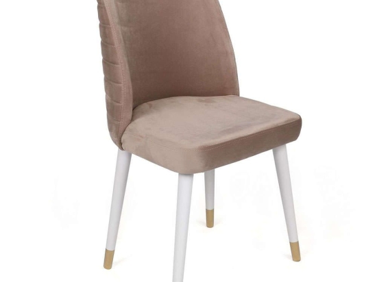 Καρέκλα Hugo (Σετ 2Τμχ) 974NMB1676 50x49x90cm White-Beige Μέταλλο,Βελούδο,Ξύλο