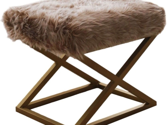 Σκαμπό Capraz Plush 383EVN1122 50x40x42cm Gold-Brown