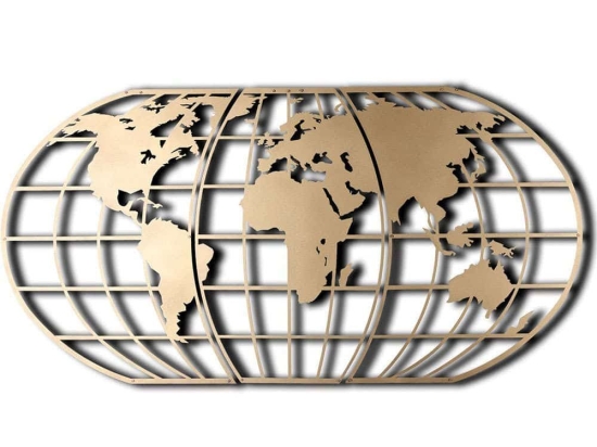 Διακοσμητικό Τοίχου World Map Globe - 805BSG1144 60x120cm Gold Wallity Μέταλλο