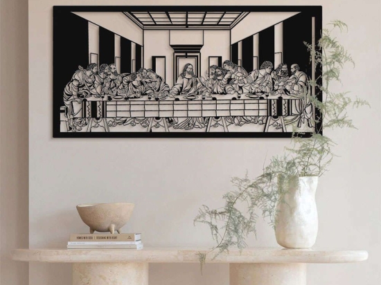 Διακοσμητικό Τοίχου The Last Supper 507ATP1213 95x46cm Black Wallity Ατσάλι