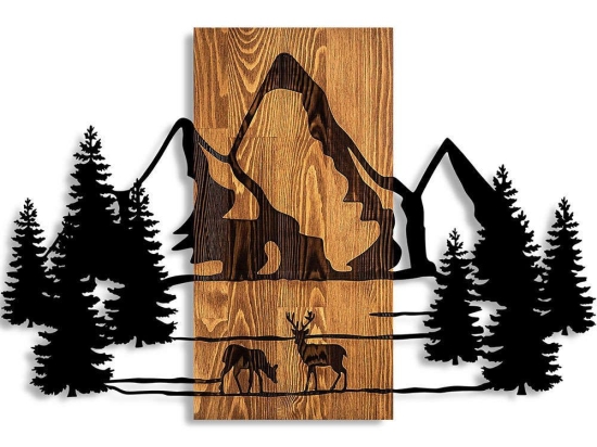 Διακοσμητικό Τοίχου Natural Habitat 899SKL2622 57x88cm Black-Walnut Wallity Μέταλλο,Ξύλο