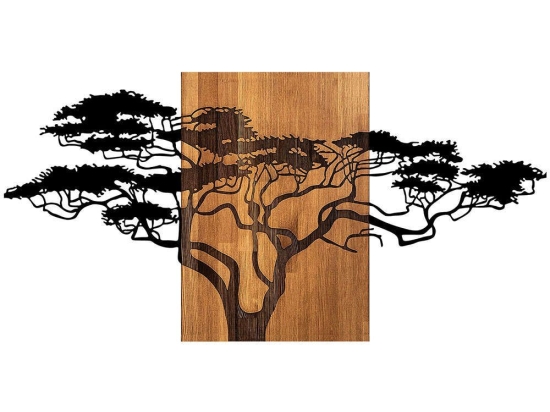 Διακοσμητικό Τοίχου Acacia Tree 899SKL2316 144x3x70cm Black-Walnut Wallity Μέταλλο,Ξύλο