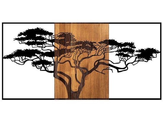 Διακοσμητικό Τοίχου Acacia Tree 899SKL2315 147x3x70cm Black-Walnut Wallity Μέταλλο,Ξύλο