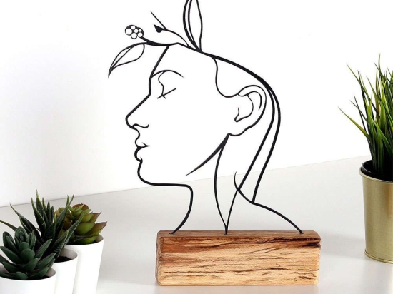 Διακοσμητικό Επιτραπέζιο Woman 533BSG1149 17x3,5x32cm Natural-Black Aberto Design Μέταλλο,Ξύλο