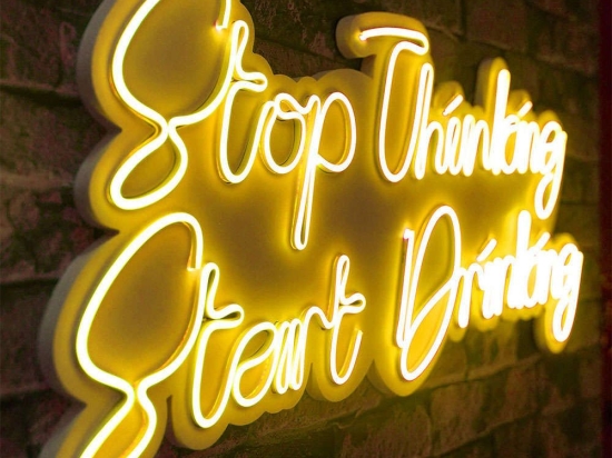 Διακοσμητικό Φωτιστικό Τοίχου Stop Thinking Start Drinking 395NGR2206 78x2x34cm Led 42,3W Yellow Wallity