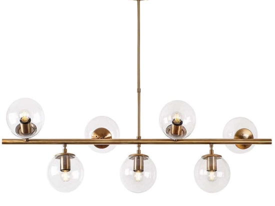 Φωτιστικό Οροφής - Ράγα Fazli 942FLG1221 113x40x46/85cm 7xE14 40W Gold-Clear Opviq