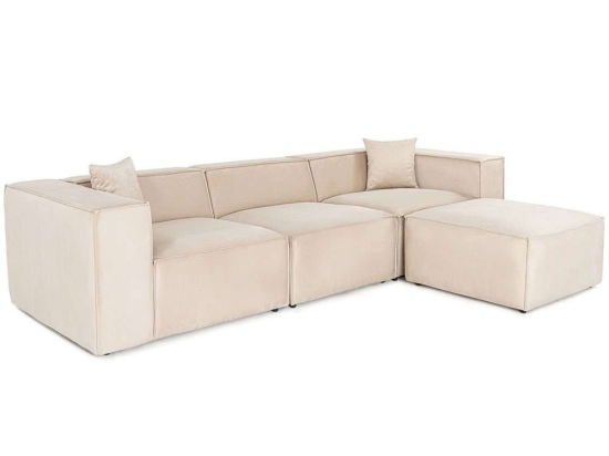Καναπές Γωνιακός Lora 560ARE1939 303x193x65cm Cream