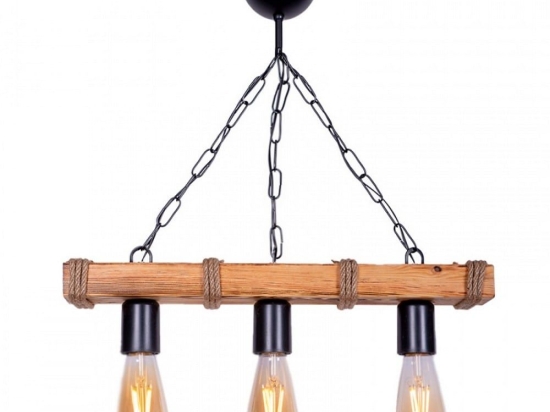 Φωτιστικό Οροφής - Ράγα Mako 207357 E27 50x10x65cm Walnut-Natural Megapap Μέταλλο,Ξύλο,Σχοινί