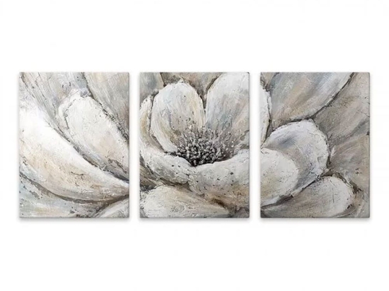 Πίνακας Σε Καμβά Silver Flowers 127930 Ψηφιακής Εκτύπωσης 126x55x3cm Silver Megapap Οριζόντιοι Καμβάς