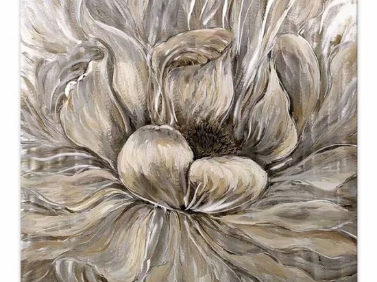 Πίνακας Σε Καμβά Golden Flowers 127933 Ψηφιακής Εκτύπωσης 100x100x3cm Gold Megapap Τετράγωνοι Καμβάς