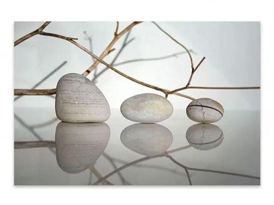 Πίνακας Σε Καμβά Stones And Branches 127960 Ψηφιακής Εκτύπωσης 90x60x3cm Grey Megapap Οριζόντιοι Καμβάς
