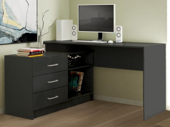 Γραφείο Keith 208266 Γωνιακό Αναστρέψιμο 138x50x74,56cm Anthracite