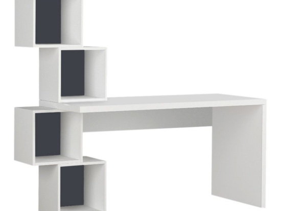 Γραφείο Εργασίας Balance Με Βιβλιοθήκη 214059 153,5x60x143cm White