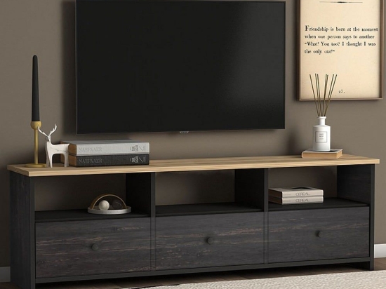 Έπιπλο Tηλεόρασης Sole 150x32x47cm Industrial Grey - Oak Μελαμίνη