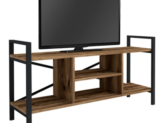 Έπιπλο Tηλεόρασης Santana 212581 120x35x61cm Black - Walnut Μελαμίνη,Μέταλλο