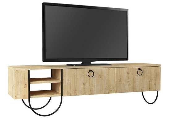 Έπιπλο Tηλεόρασης Norfolk 207500 151x35x43cm Oak Μελαμίνη,Μέταλλο