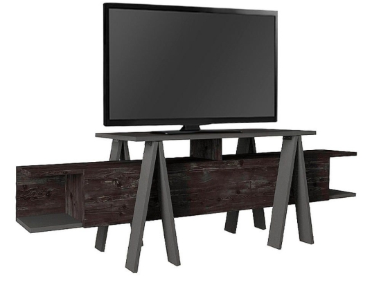 Έπιπλο Tηλεόρασης Aspero 212837 160x45x50cm Black Rebab - Anthracite Μελαμίνη