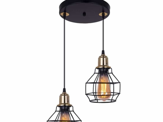 Φωτιστικό Οροφής Kiko 0207359 25x25x65cm 2xE27 60W Black-Gold Megapap Μέταλλο