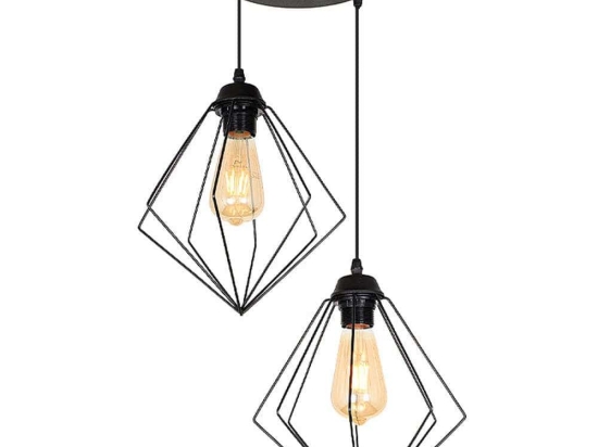 Φωτιστικό Οροφής Nura 0124532 40x40x70cm 2xE27 60W Black Megapap Μέταλλο