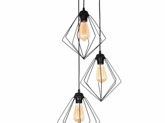 Φωτιστικό Οροφής Nura 0189402 21x21x70cm 3xE27 60W Black Megapap Μέταλλο