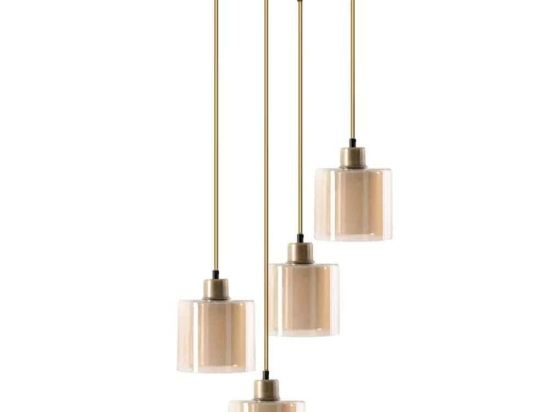 Φωτιστικό Οροφής Oriana 0124879 30x30x70cm 4xE27 60W Gold Megapap Μέταλλο,Γυαλί