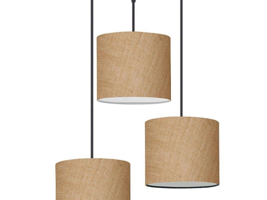 Φωτιστικό Οροφής Rosie 0123796 15x15x90cm 3xE14 20W Black-Natural Megapap Jute