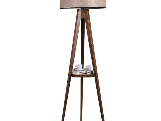 Φωτιστικό Δαπέδου Parry 0124919 45x24x153cm 1xE27 60W Walnut-Moca Megapap Ξύλο,Ύφασμα