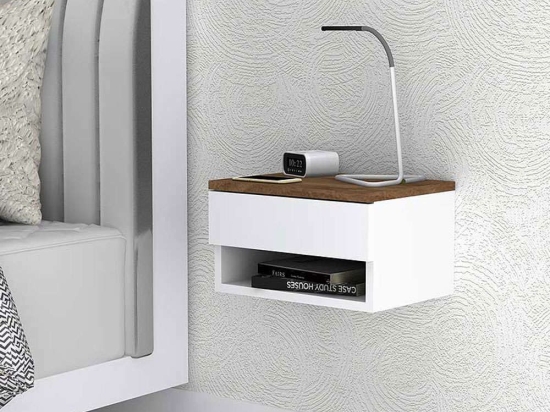 Κομοδίνο Mary 0123242 40x30x23cm White-Walnut