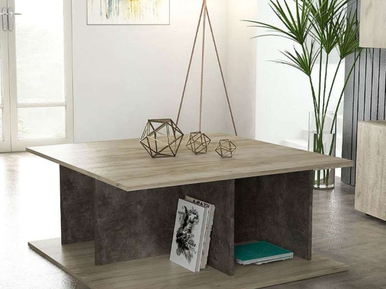 Τραπεζάκι Σαλονιού Davide 0204635 90x90x42cm Oak-Grey