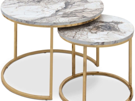 Ζιγκόν Gary Marble (Σετ 2Τμχ) 0224271 65x65x44cm Beige-Gold