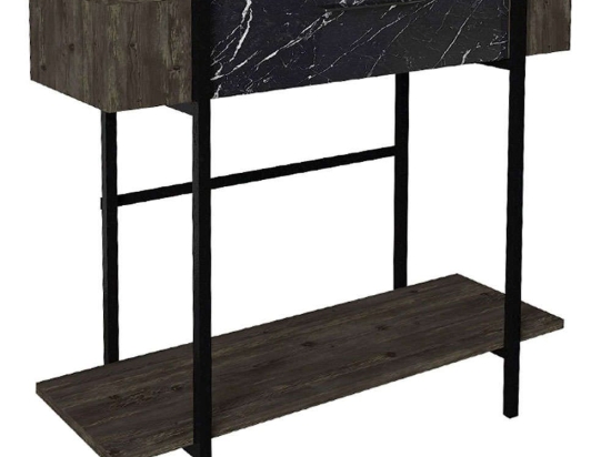 Κονσόλα Lisbon Marble 0216045 90x29,6x82cm Black Μελαμίνη,Μέταλλο