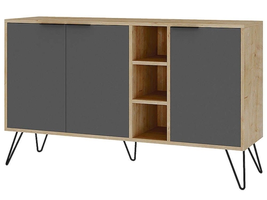 Μπουφές Clara 0207485 142x35,6x83cm Natural-Anthracite Μελαμίνη,Μέταλλο