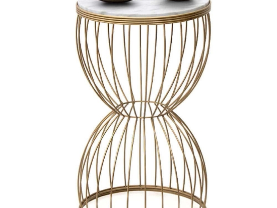 Τραπεζάκι Σαλονιού Βοηθητικό Pino Marble 0127716 35x35x58cm Gold-White
