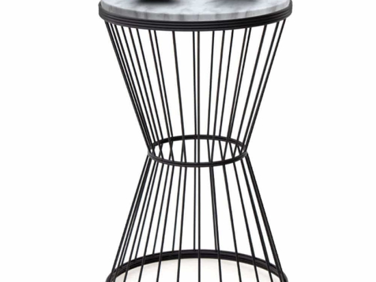 Τραπεζάκι Σαλονιού Βοηθητικό Hoffman Marble 0211974 35x35x58cm Black-White